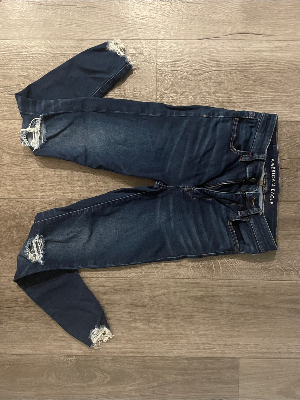 American Eagle Outfitters Navy Blue Ripped Skinny Jeans